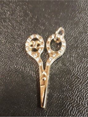 CC Chanel Gold Scissors Pendant Necklace Charm